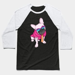 Retro Frenchie 90s Style French Bulldog wearing Sunglasses French Bulldog Lover gift Baseball T-Shirt